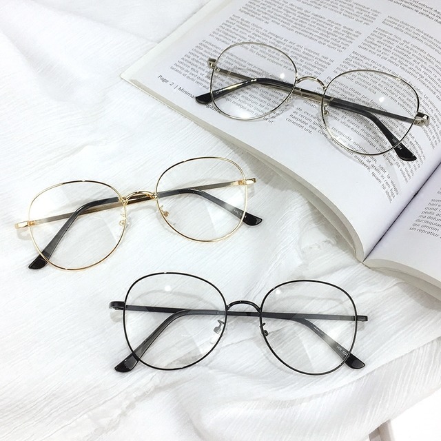 ネットレッド原宿スタイルメタルフレームプレーンフラットミラートレンディな男性ストリートシューティングラウンドフェイスレトロ学生近視グレ女性 ブラック・アイド・ピーズ79792800168