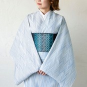 「曙」〜矢羽根柄×ドット 片身がわり〜近江ちぢみ