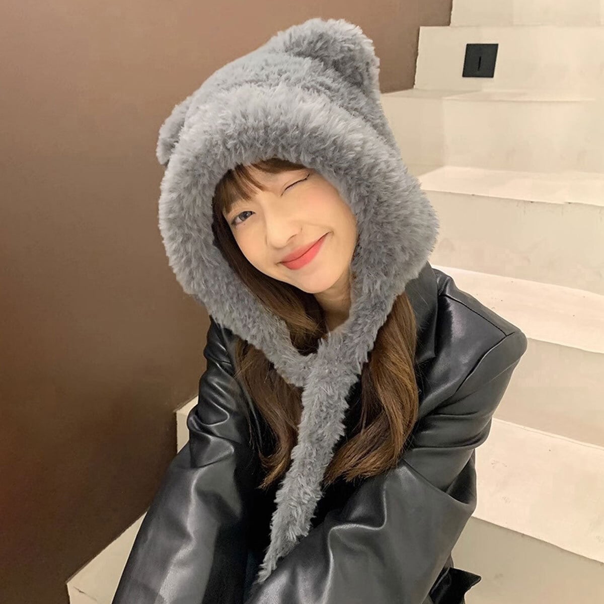 クマ耳 ニット帽 もこもこ レディース 秋冬 韓国 帽子 クマミミ おしゃれ 大人 かわいい カジュアル 防寒 保温 小顔 暖かい アニマル帽 熊耳 大人可愛い 大人女子