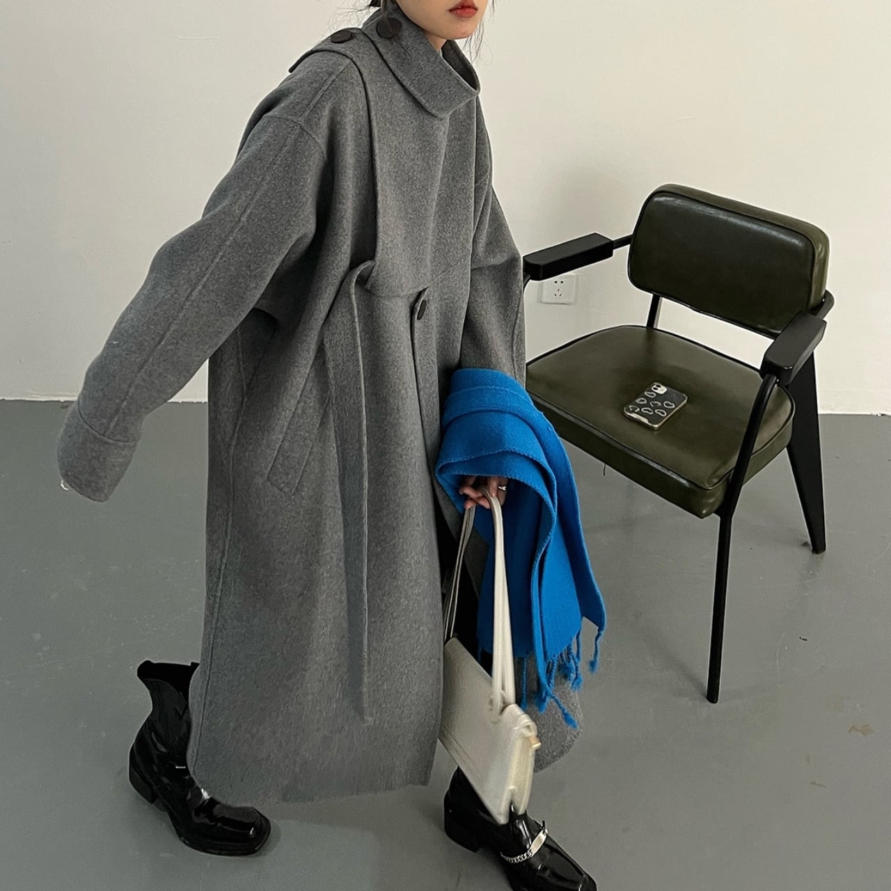 Belted Long Oversized Coat 00926