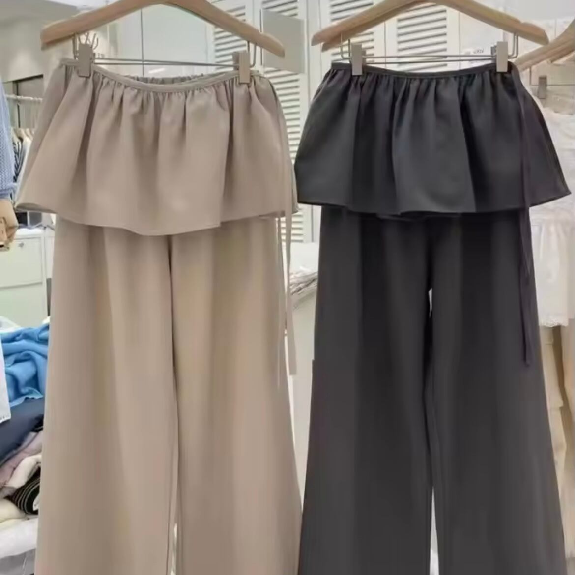 layered casual wide pants