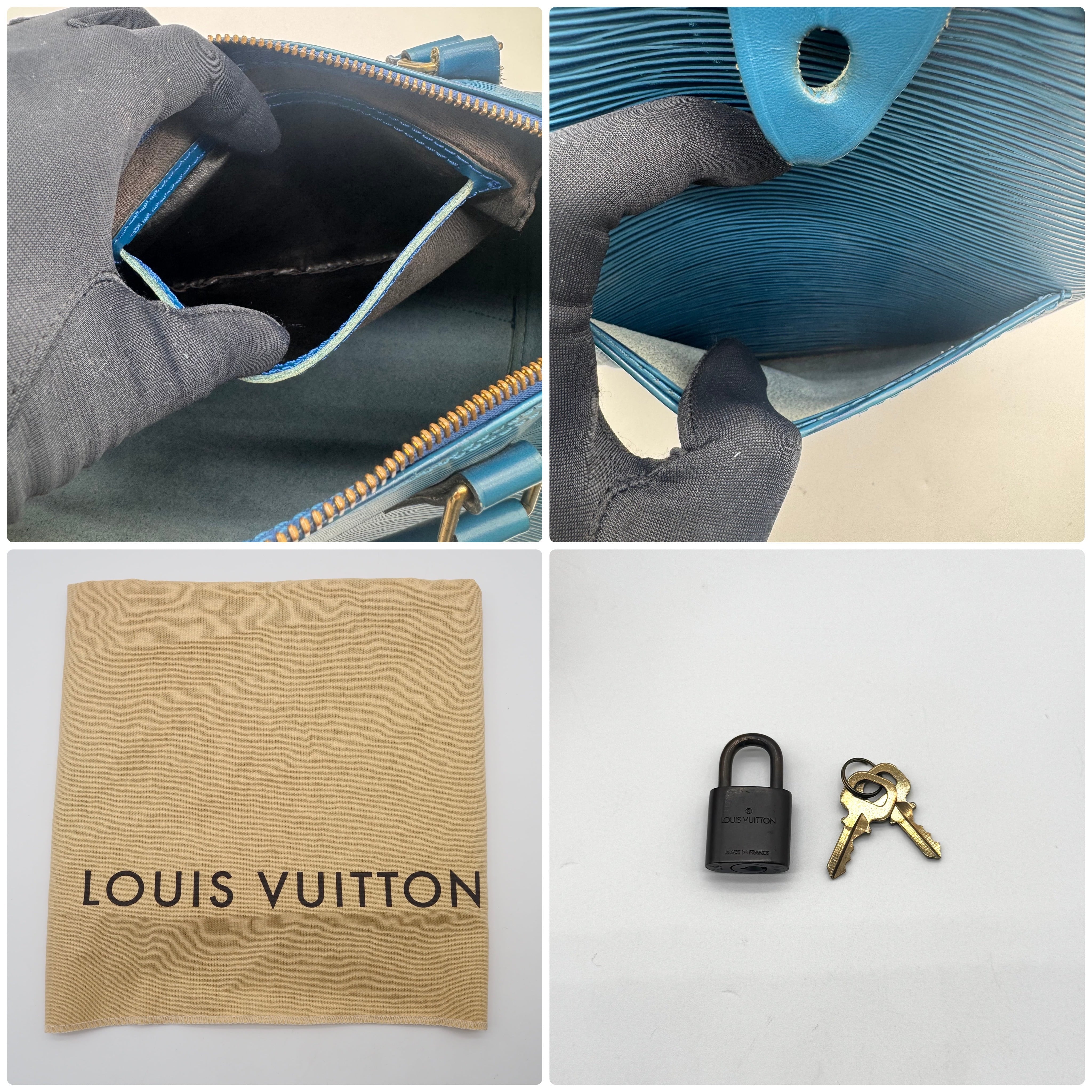 Louis Vuitton エピ スピーディ 35 ボストンバッグ ブルー レザー ルイ