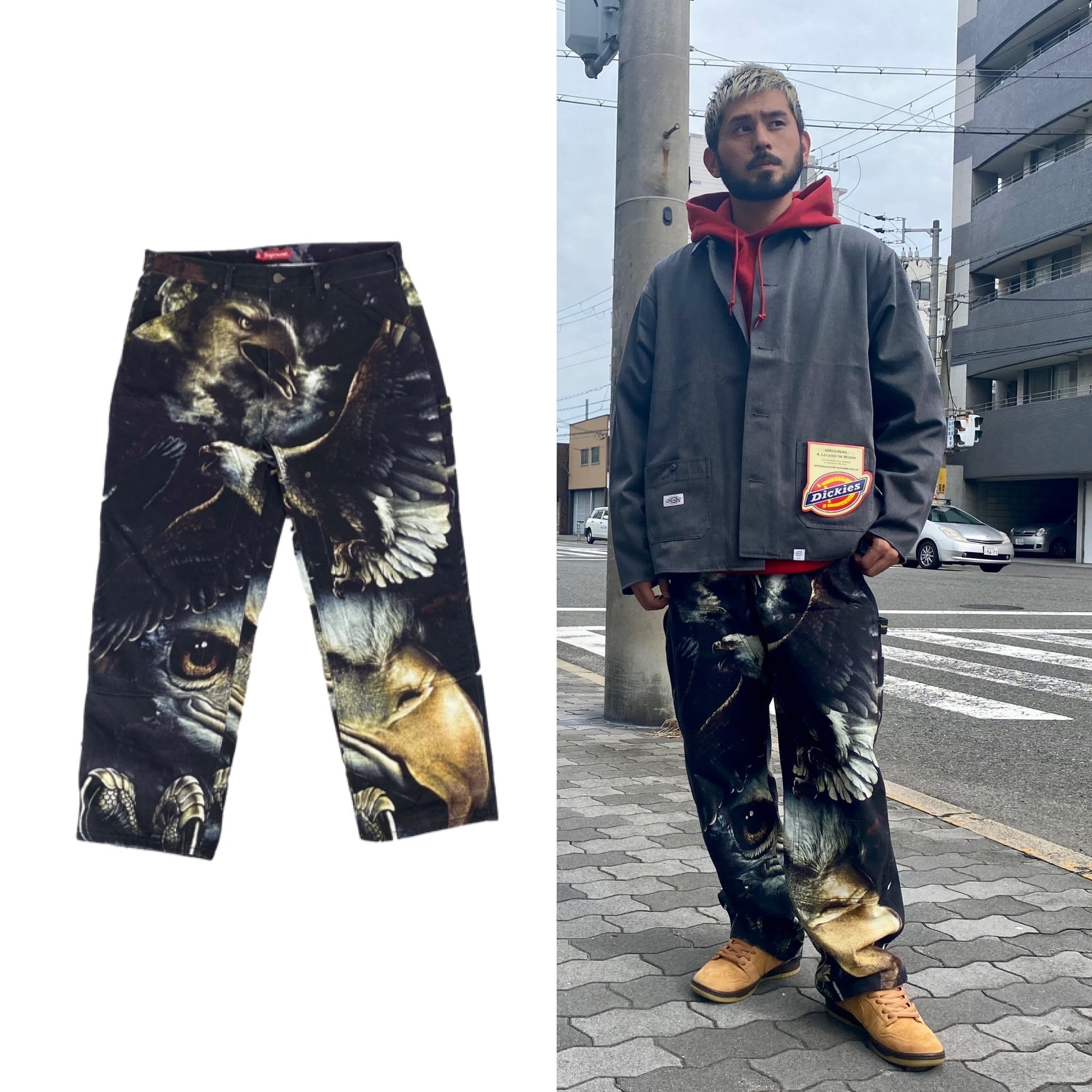 SUPREME 21SS Eagle Double Knee Denim Painter Pant BLACK 36 18254  