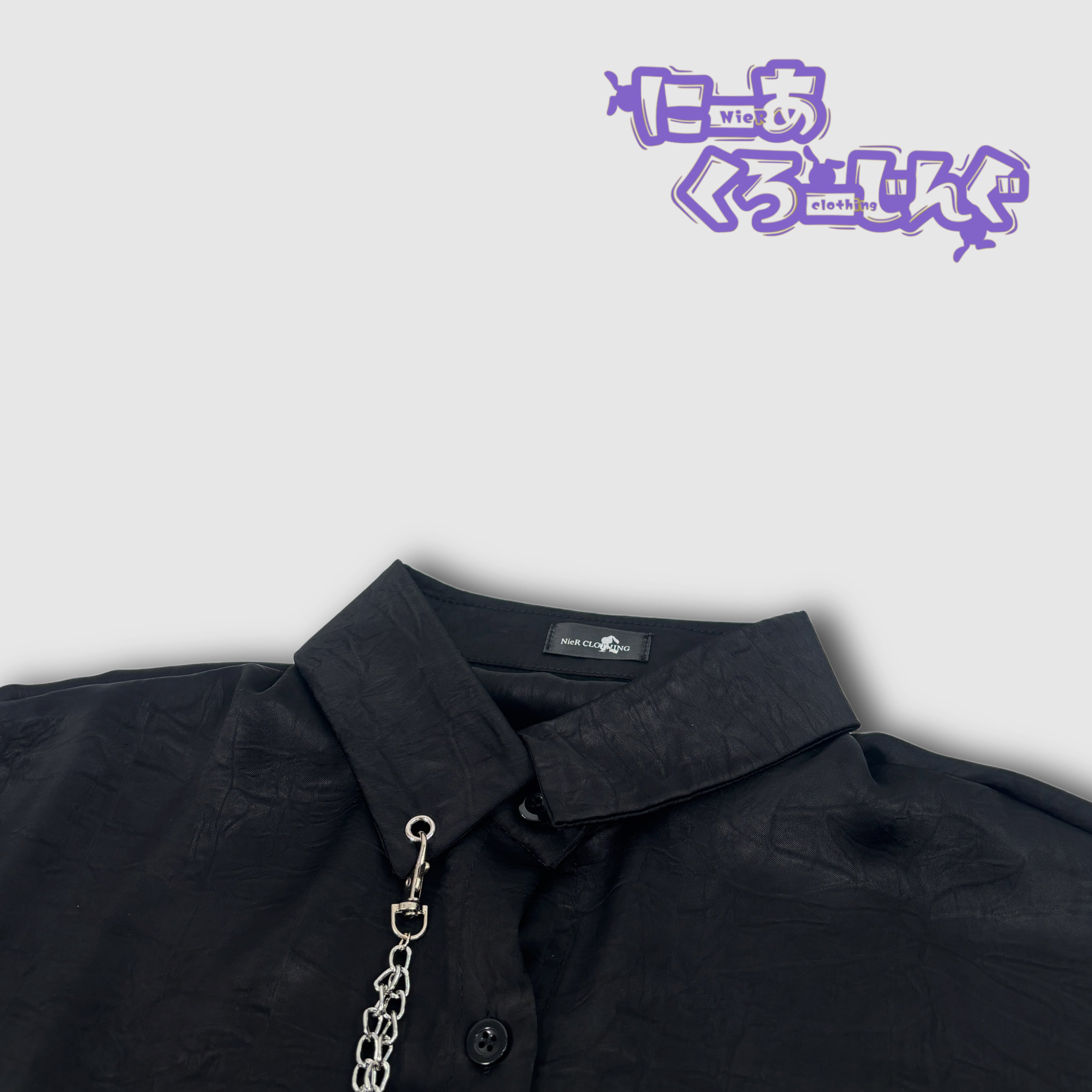 6月16-17日限定目玉大特価》WRINKLE FABRIC TIE & CHAIN SHIRT【BLACK