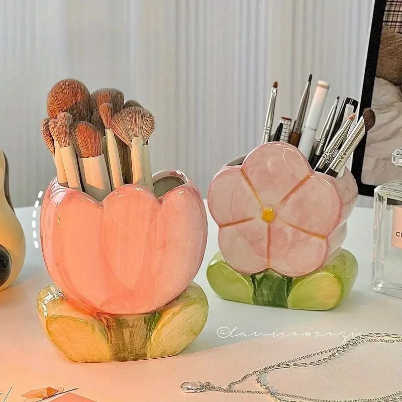 花のペン立てセット セラミック製 チューリップ お花 フラワー