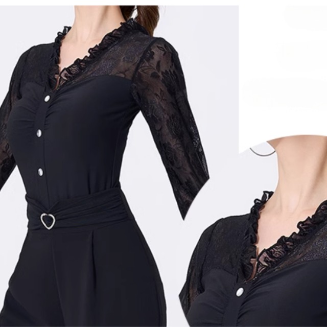 Vネックライン シアーデザイン ダンストップス ds0391