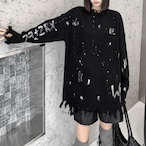 Letter print distressed knit (ME429)