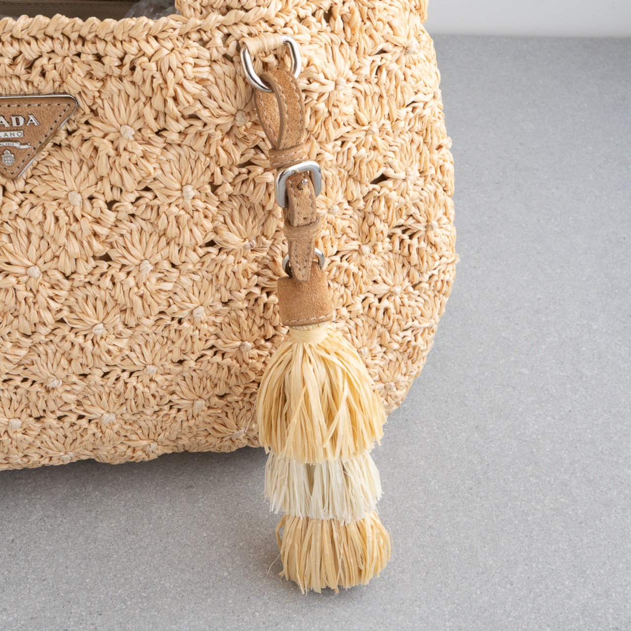 プラダ カナパ トートバッグ ラフィア ベージュ ブラウン