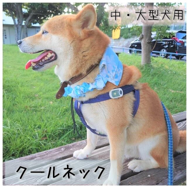 【選べる生地】名入れ刺繍 クールネック ひんやり 保冷剤入れ【中・大型犬用】ネッククーラー 首元 暑さ対策 熱中症対策