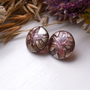 紫×銀 crossing rivers ガラスのイヤリング (vijg-40)