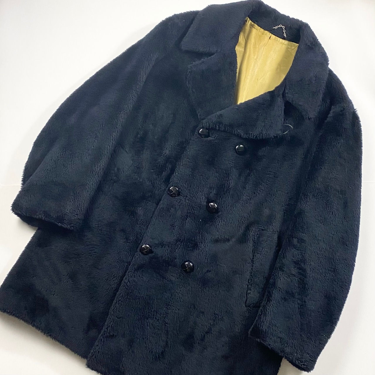 vintage ~1970’s black fake fur coat