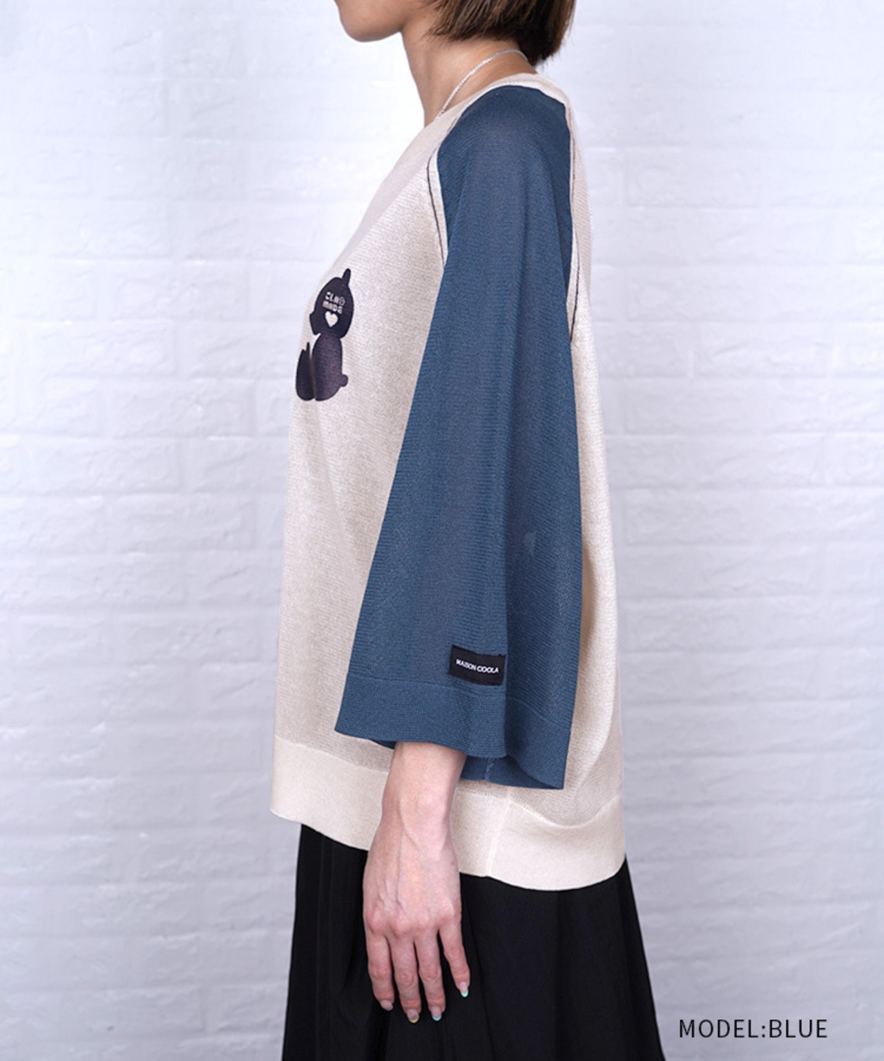 ベアープリントシアーニットTOPS (BLUE)　CQ-48148H