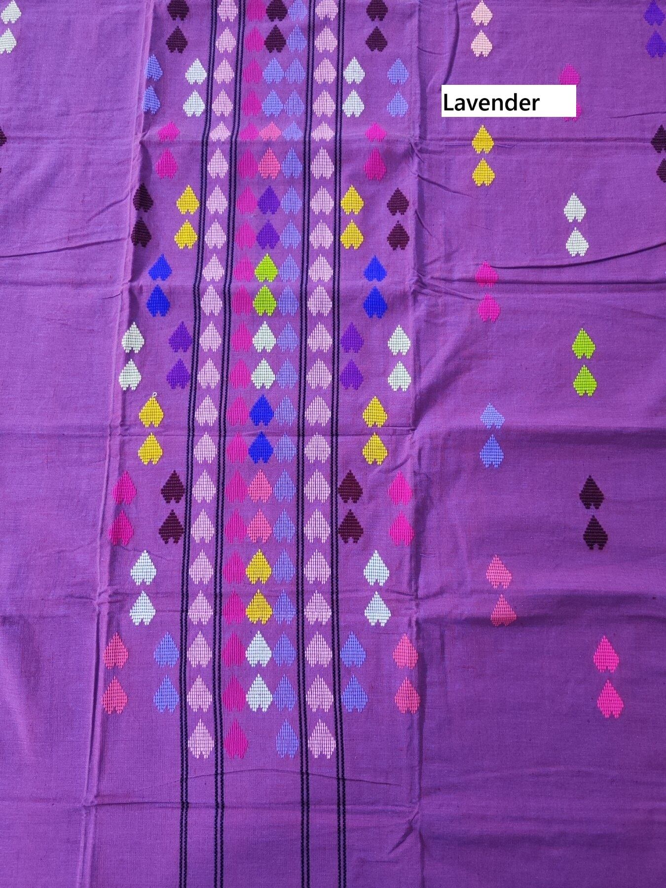 ミャンマー民族伝統布】カチン族・カチンハート型ロンジー生地（Kachin