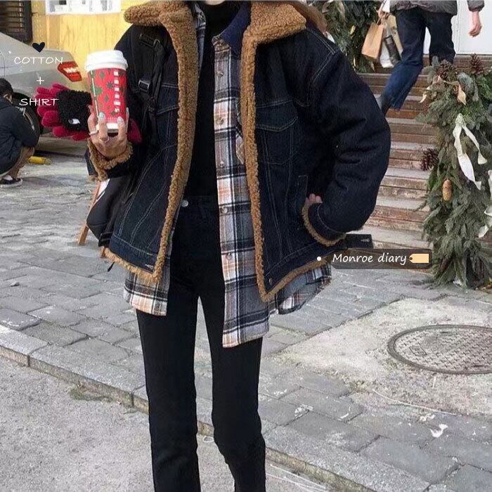 格子柄シャツ オータムウィンタースタイルトップス ロング 秋物 冬物 モンロー57115231946