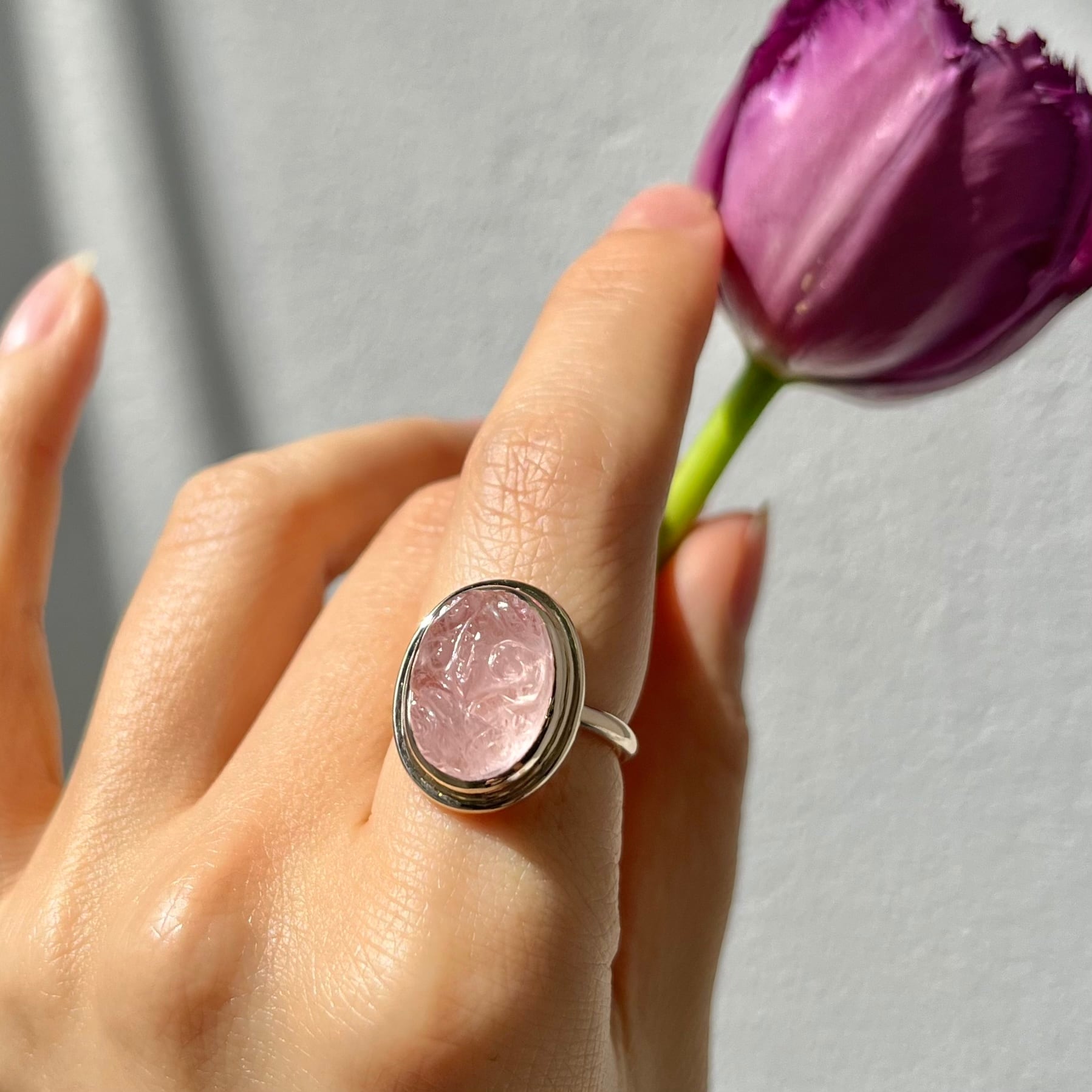 a flower］モルガナイト× K10YG リング | Shining Baby jewelry