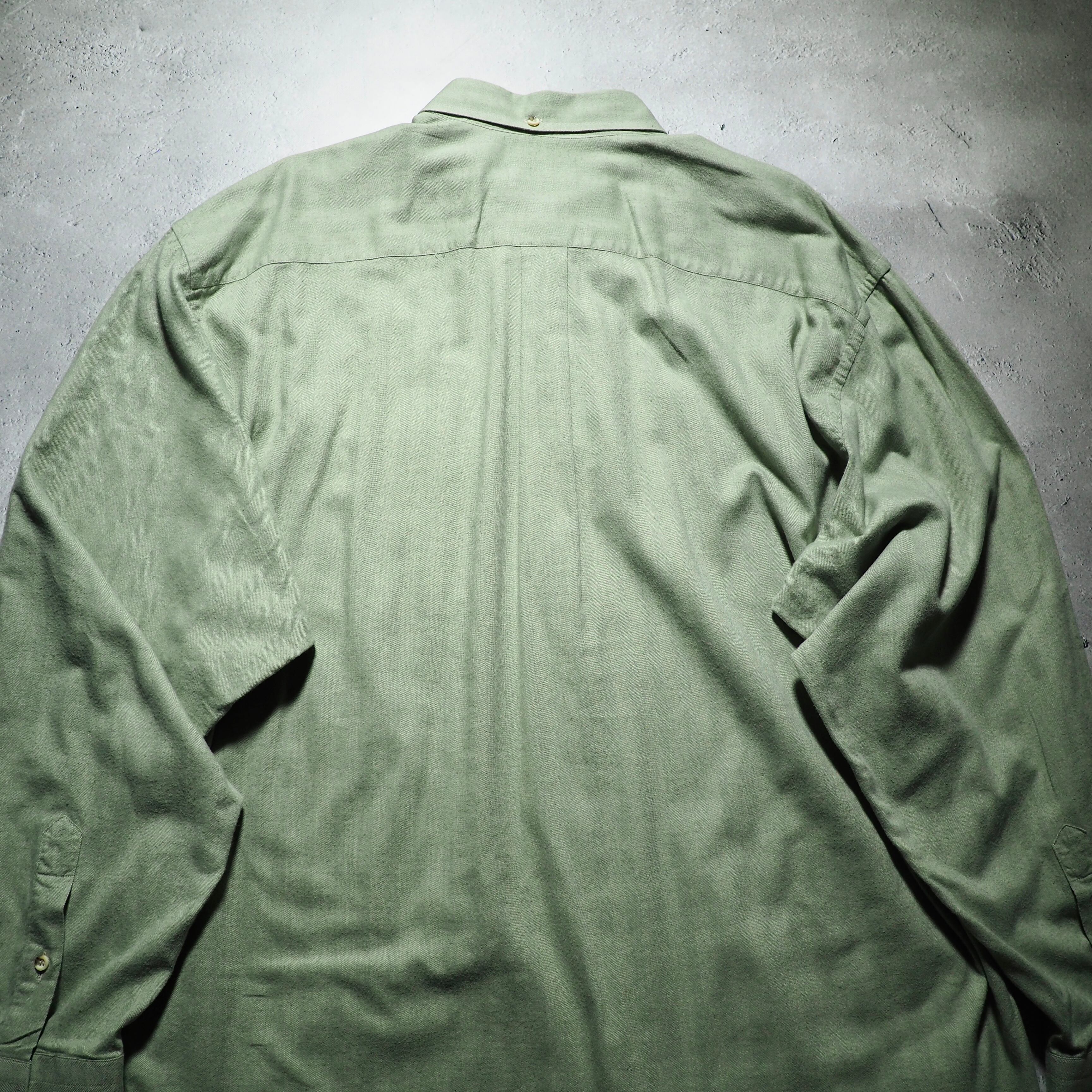 1990s ” LANVIN ” Beautiful flesh leaf color vintage loose BD shirt