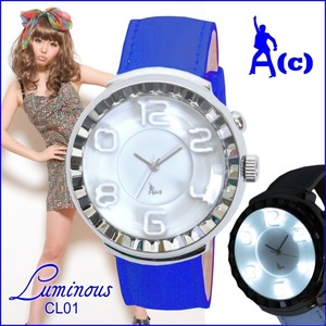 A(c)Osakawatch　LED搭載で光り輝くおしゃれな3Dデザイン腕時計 LuminousWatch ac-cl01-blue メンズ＆レディーズ