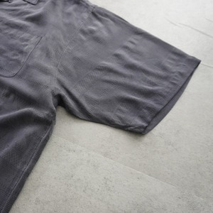Tommy Bahama Silk open-collar shirt dark charcoal [XL] 古着
