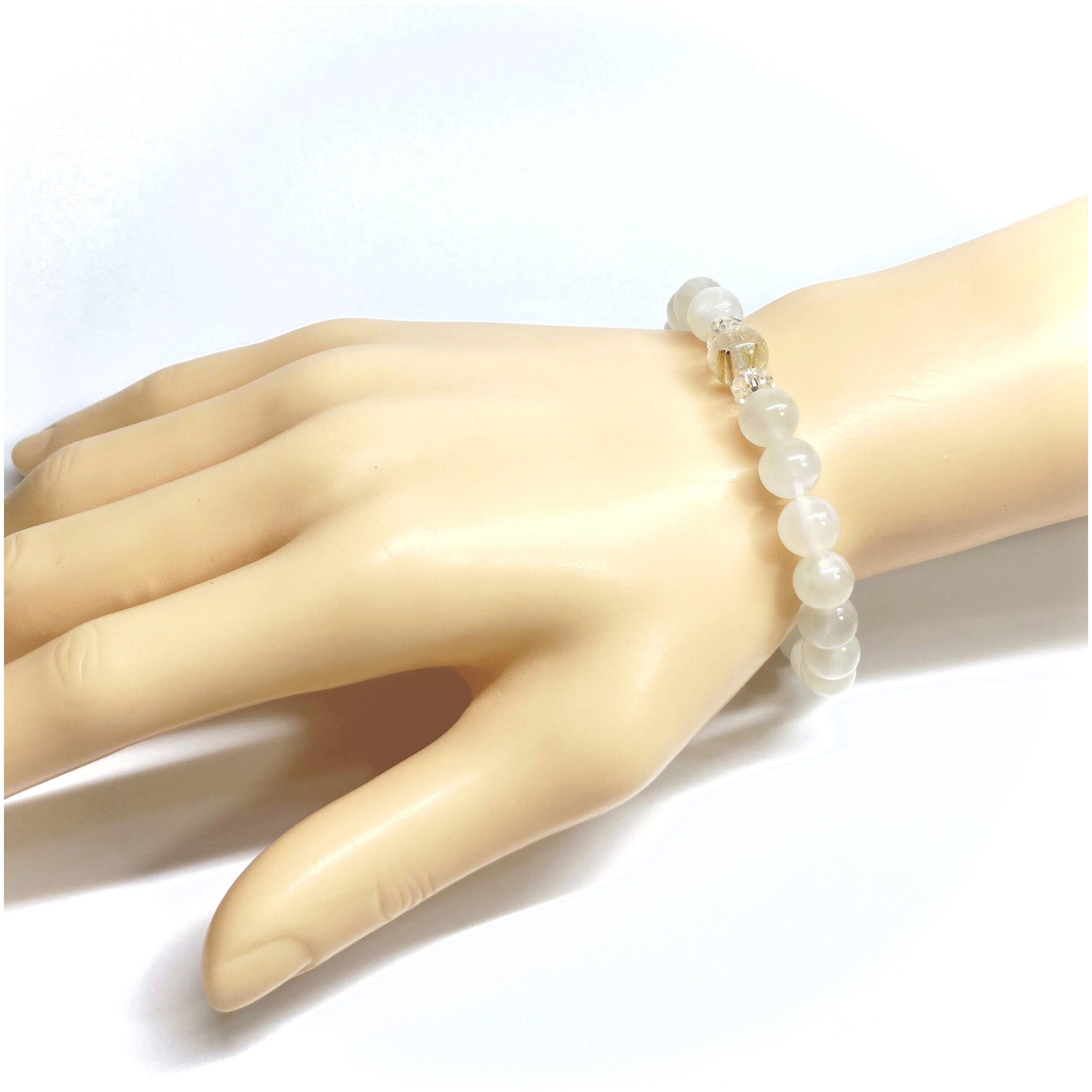 ルチルクォーツ&ムーンストーン ブレスレット パワーストーン / メンズ