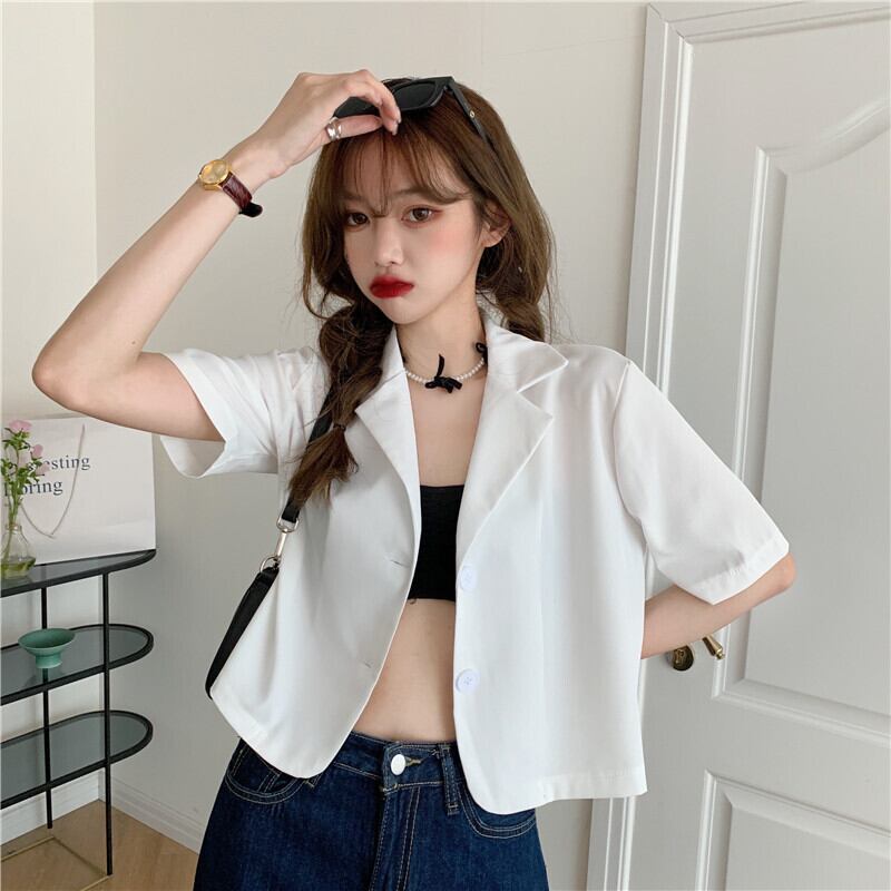 ショートジャケット サマー薄手レッドホワイト ストリート 夏物 1号婦人20611001282