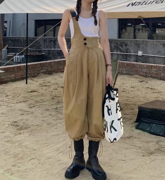 新作 ボトムス レディース サロペット サスペンダー ズボン パンツ ワイドパンツ