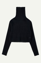 お問い合わせ商品【22AW】LEINWANDE ラインヴァンド / Pleats Turtleneck Cropped Top / Black