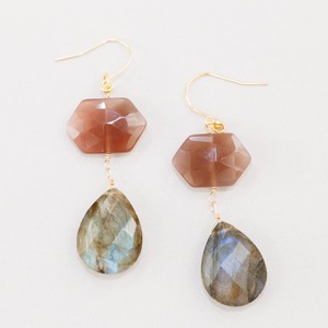 チョコレートムーンストーン ラブラドライト ムーンストーン ピアス イヤリング ピアスチャーム