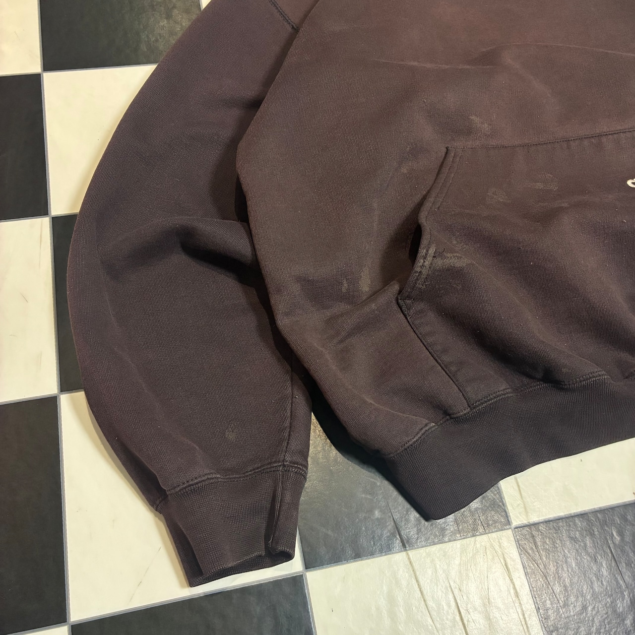 00s Carhartt プルオーバーパーカー フェードブラウン 刺繍ロゴ カーハート