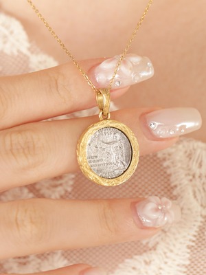 316L hawaiian gold & silver coin necklace  #n12
