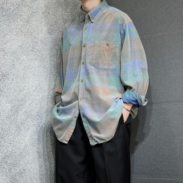 block check corduroy shirt