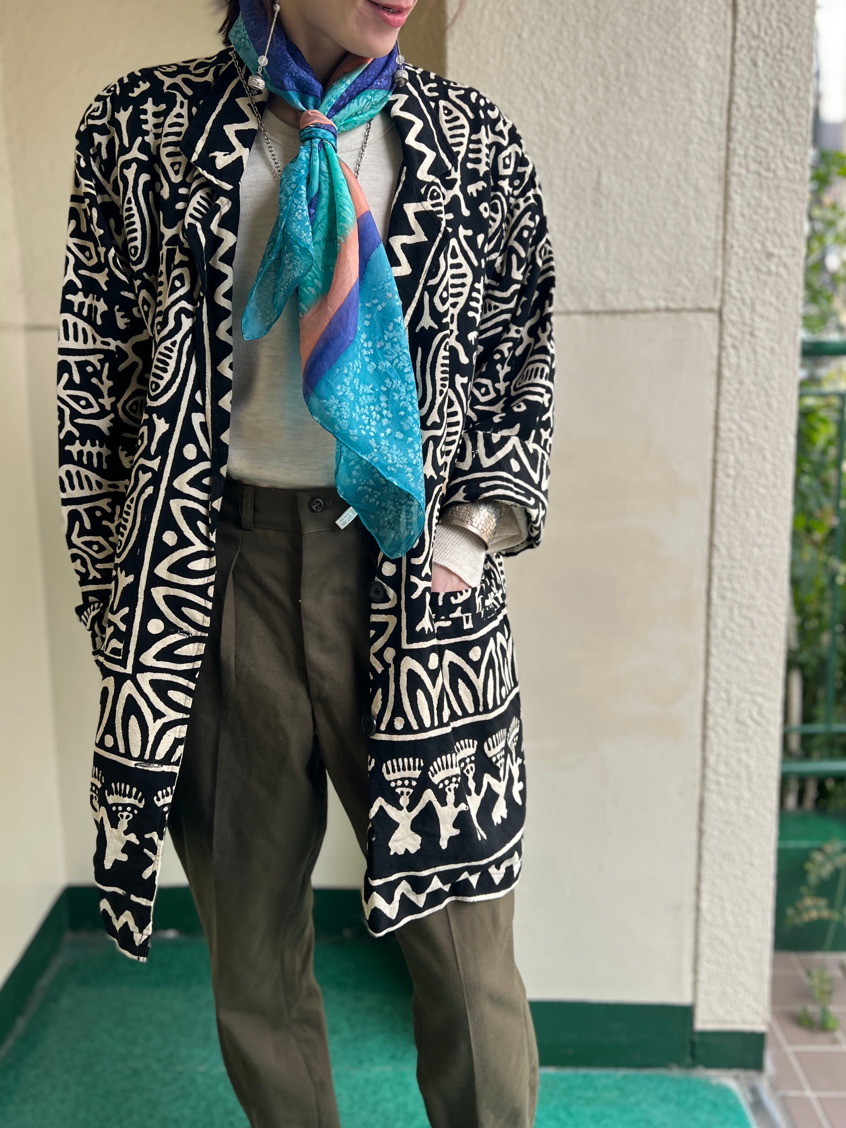 Vintage big size indian cotton fish jacket