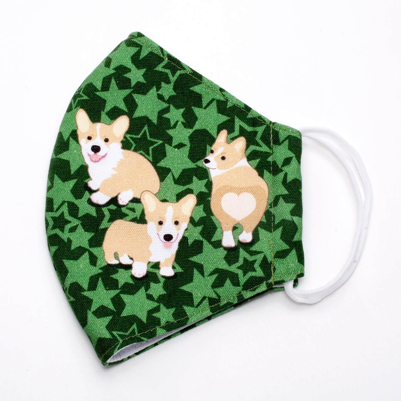 みんなが元気になるマスク 大人用 コーギー グリーン マスク 三層構造 抗ウイルス 抗菌 防臭 日本製 立体 EM-126G