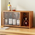 防塵 カップラック デスクトップ収納 コーヒーカップ マグカップ ホーム ティーセットラック キッチン キャビネット 卓上 リビングルーム 扉付き 2段 おしゃれ ナチュラル