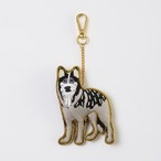 ザリ刺繍バッグチャーム　ハスキー