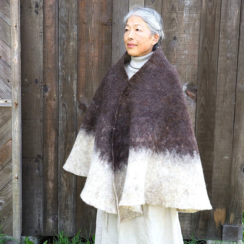 SWBM ボタンショール Mサイズ 黒系×グレー系 | 粗清草堂