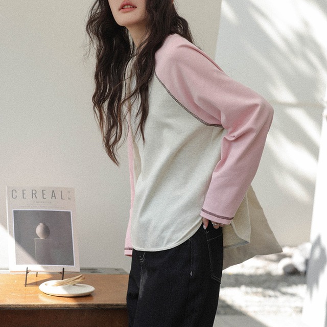 bicolor raglan top　J00488