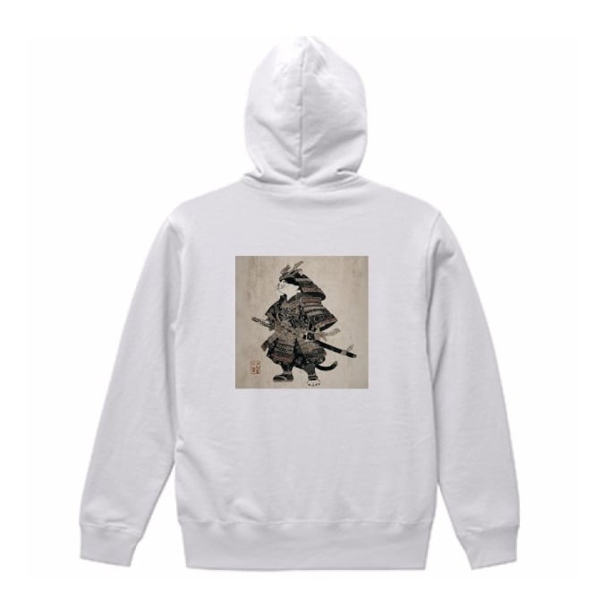 「猫武者、魂をまとう 」プルオーバーパーカー/"Cat warrior, wearing the soul" pullover hoodie