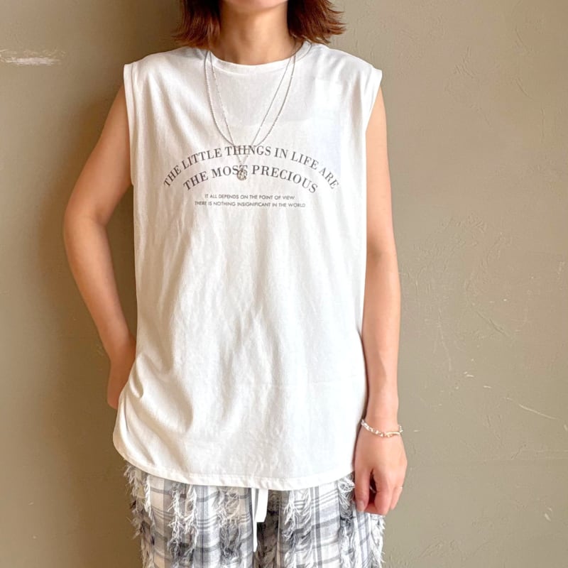【 hunch 】配色ロゴノースリーブトップス