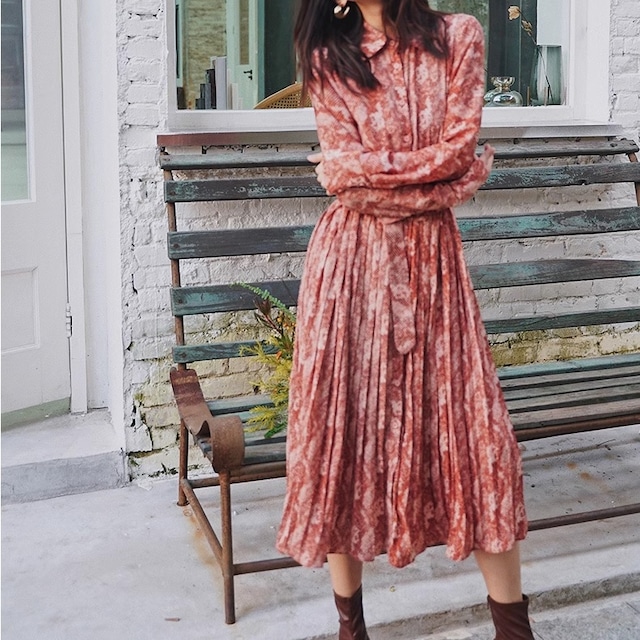 floral chiffon dress <d1866>