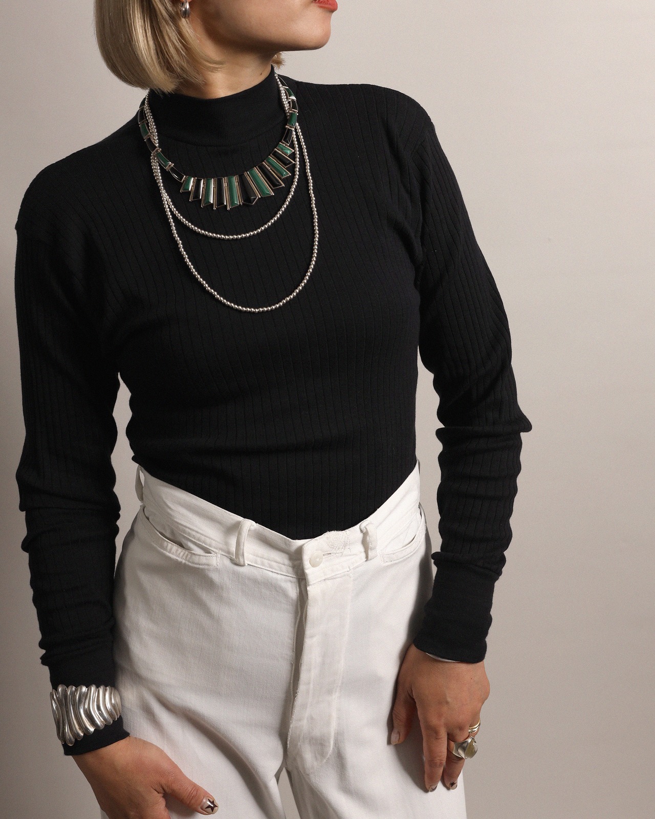 1960's Unknown / Rib Long Tee - Black