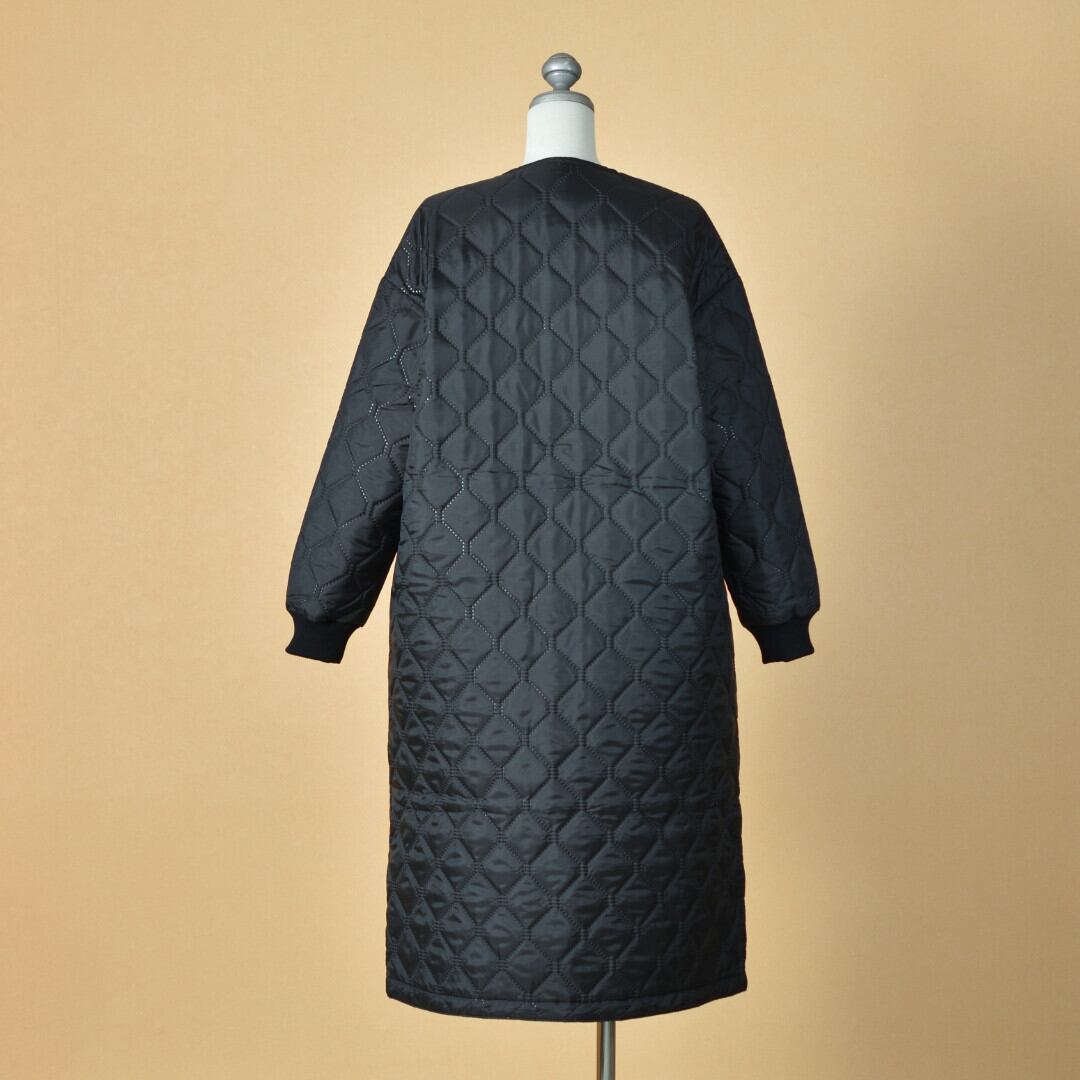 ARMEN アーメン ヒートキルトオーバーサイズノーカラーコート・9997ブラック