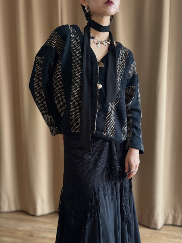 effortless mode black knit cardigan-5168-3