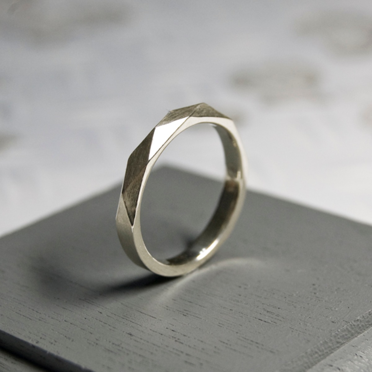 シルバーファセットリング 2.8mm幅 マット 5号～23号｜WKS FACET RING 