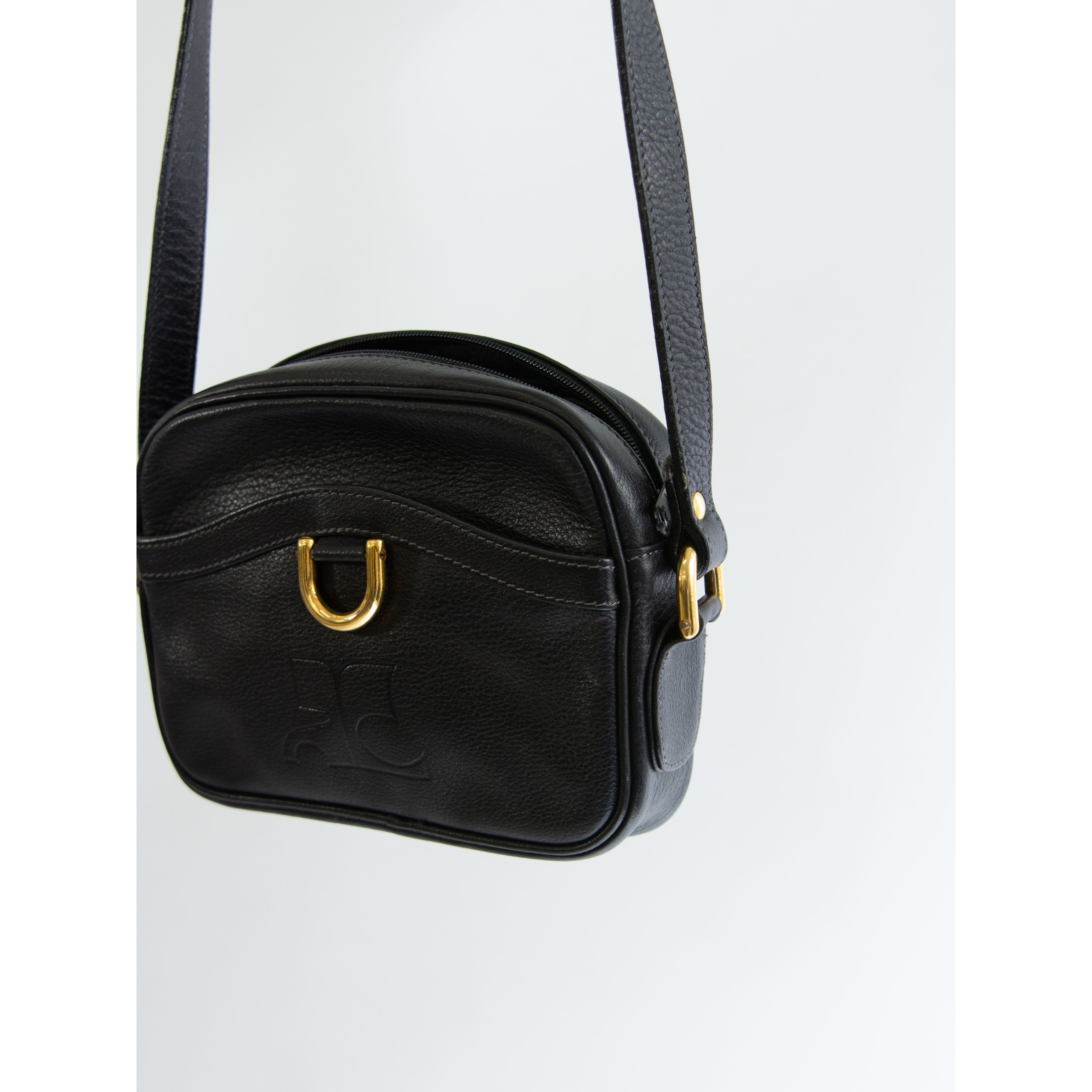 【courreges paris】Made in France leather crossbody mini bag（クレージュ フランス製 レザークロスボディミニバッグ ショルダー ）11c