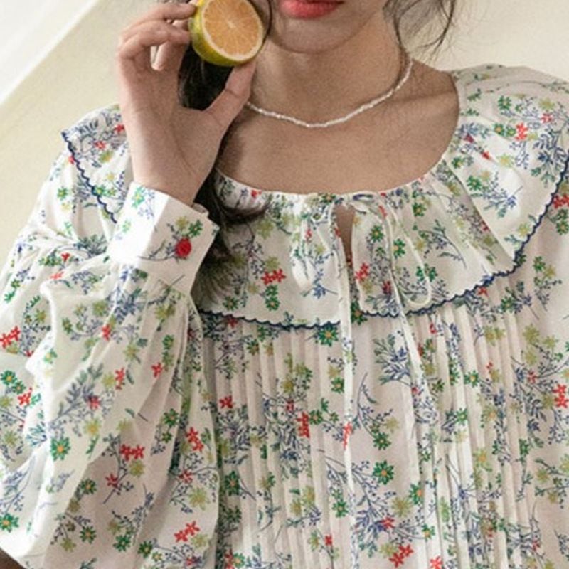 レトロフレンチ花柄ブラウス L1156 | Little fleur リトルフルール