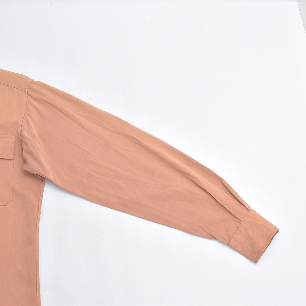 40～50s Vintage レーヨンシャツ マチ付き 長袖 ヴィンテージ ベージュ