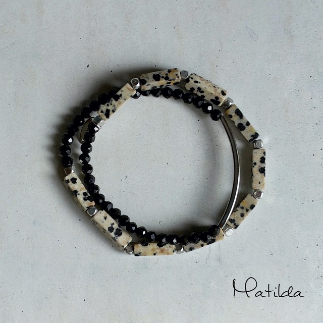 layered bracelet（ダルメシアンジャスパー×オニキス）