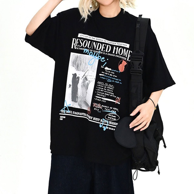 グラフィックコラージュアートレタリングTシャツ 2col   R02008