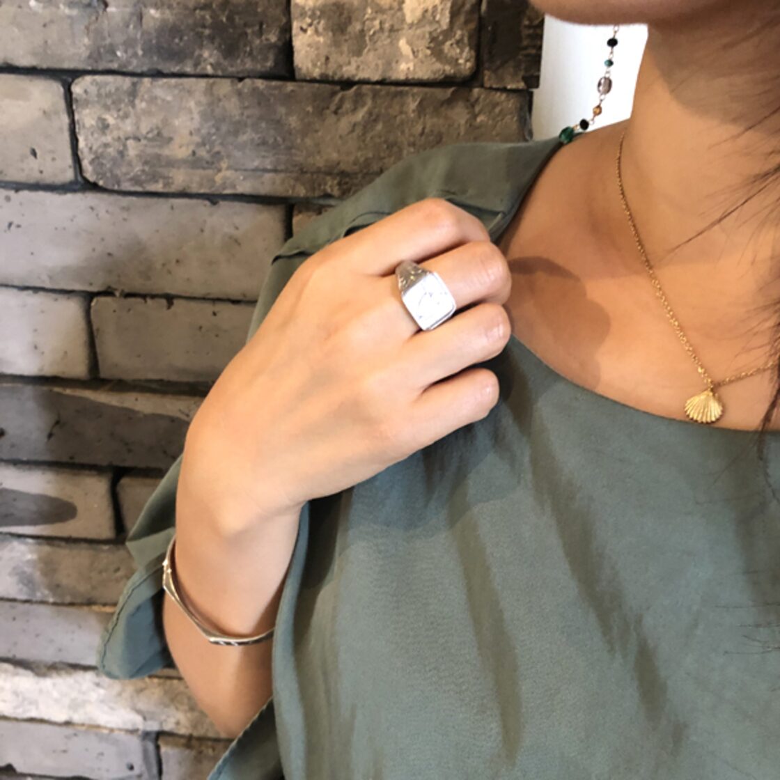 Ring ハワイアンジュエリー 天然石 ブラックオニキス ホワイト 