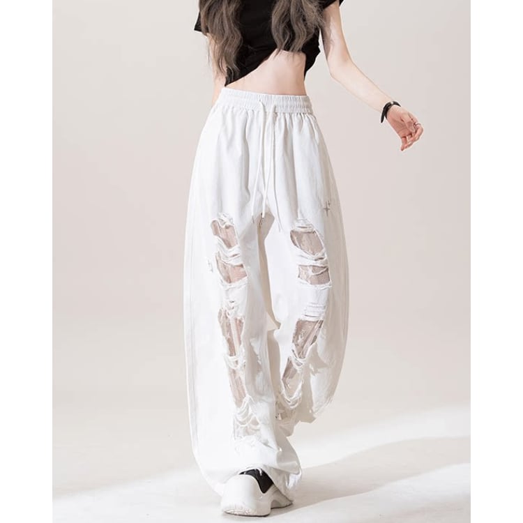 クラッシュ加工 バルーンシルエット ワイドパンツ ◆6col L60121